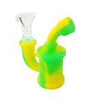 Mini Bong de Silicone C/ Bowl de Vidro - Amarelo/Verde