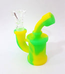 Mini Bong de Silicone C/ Bowl de Vidro - Amarelo/Verde
